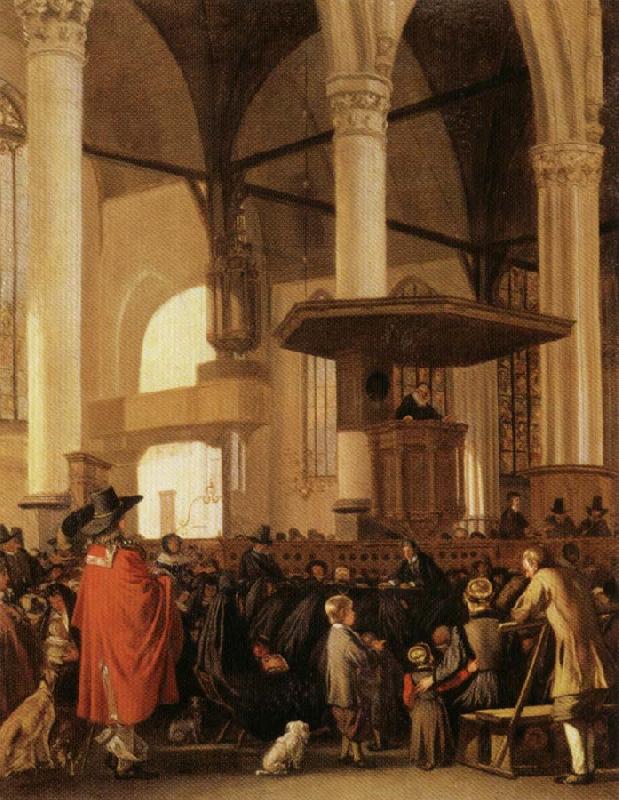 WITTE, Emanuel de Interior of the Oude Kerk in Amsterdam Germany oil painting art